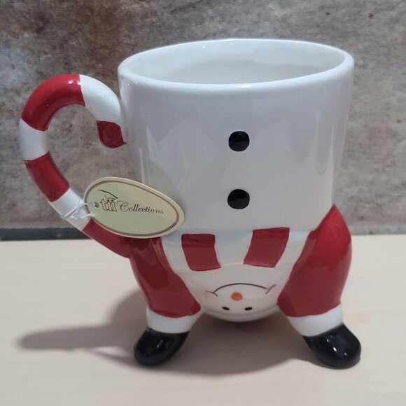 Tii Collections Upside Down Santa Snowman Ceramic Mug Hand Stand Christmas Coff - Picture 1 of 15